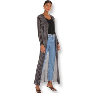 MISA Amberly Duster Cardigan in Purple Black Combo Metallic Size Small